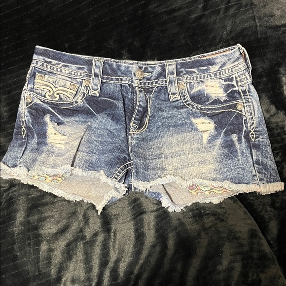 Rock Revival Blue Distressed Jean Shorts